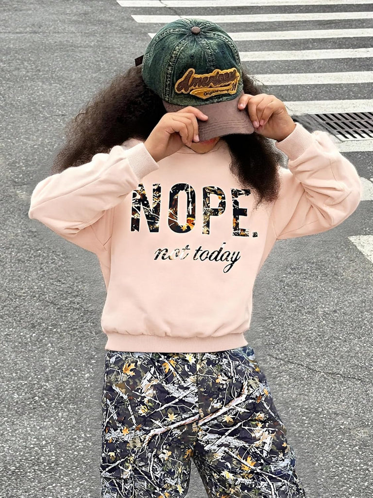 Old Girls Clothes 2 Piece Letter Print Hooded Sweatshirt Cargo Pants Outfits