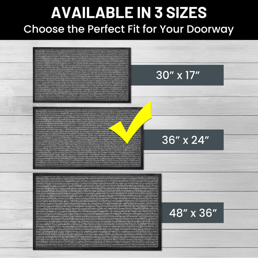 Front Door Mat, Indoor Outdoor Welcome Muddy Doormat, 36x24 Battleship Gray