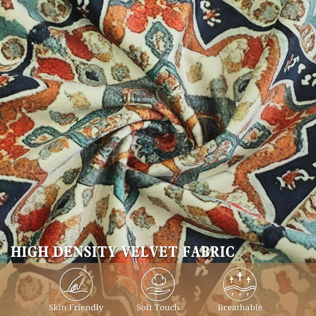 Boho Soft Velvet Throw Pillow Covers 18x18 in Vintage Moroccan