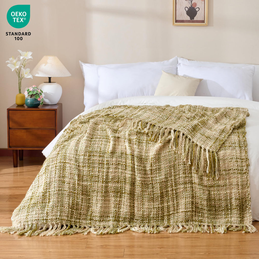 Multi-Color Cable Woven Throw Blanket for Couch - 60"X80"