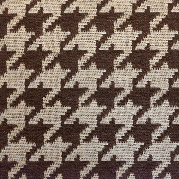 54" Wide Drapery Upholstery Chenille Fabric Houndstooth by The Yard (Brown)