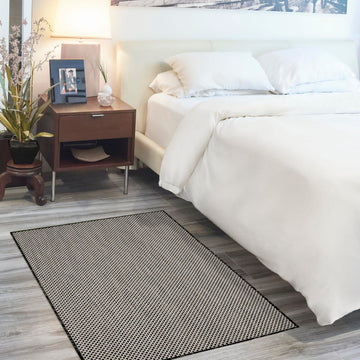 Courtyard Black White 3' x 5' Area Rug - Easy Clean, Non Shedding, Bed Room, Living Room, Dining Room, Kitchen