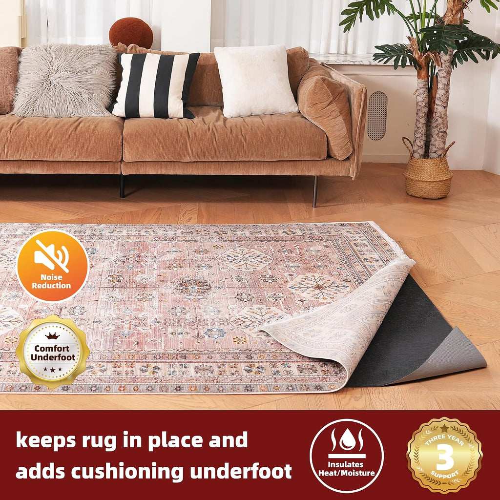 BAGAIL Felt and Natural Rubber Backing Rug Pads 1/4" Thick, 9 x 12 Ft Non Slip Carpet Gripper Keep Rugs in Place - Set of 108