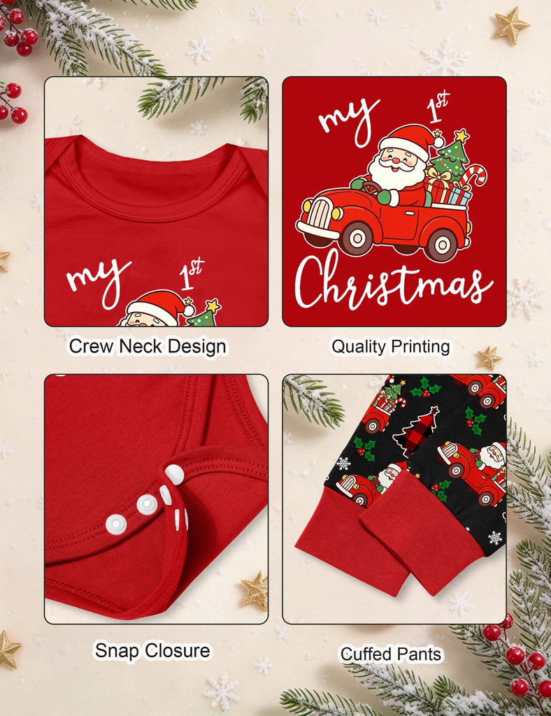 My First Christmas Baby Boy Outfit Santa Truck Infant Outfit