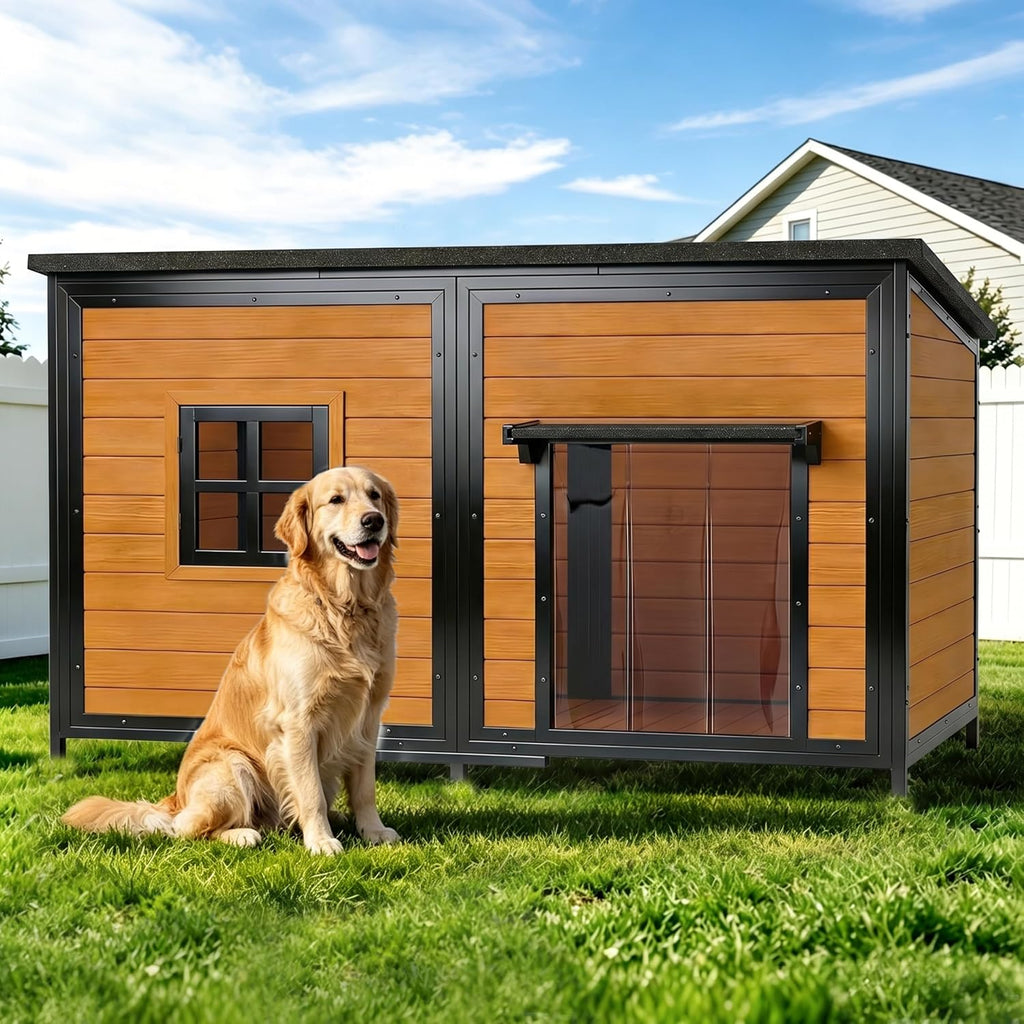 59" Extra Large Outdoor Dog House, Brown