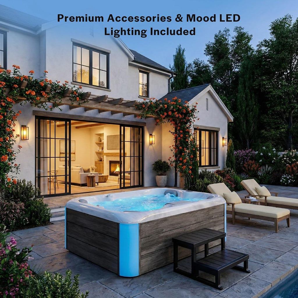 Luxury Outdoor Hot Tub - Premium Backyard Hydrotherapy Oasis | An elite hydrotherapy lounge designed to transform