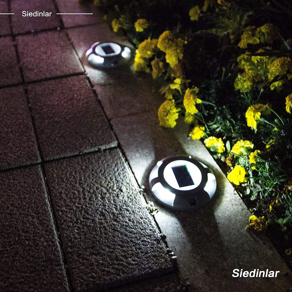 Solar Deck Lights Outdoor LED Driveway Dock Lights, 4 Pack, White