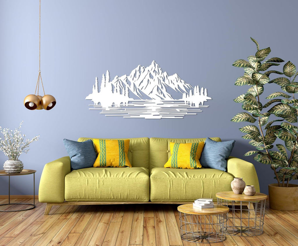 Mountain Forest Metal Wall Decor, Nature and Trees Wall Art, Metal Outdoor Wildlife Lover Gift, Farmhouse Yard Wall