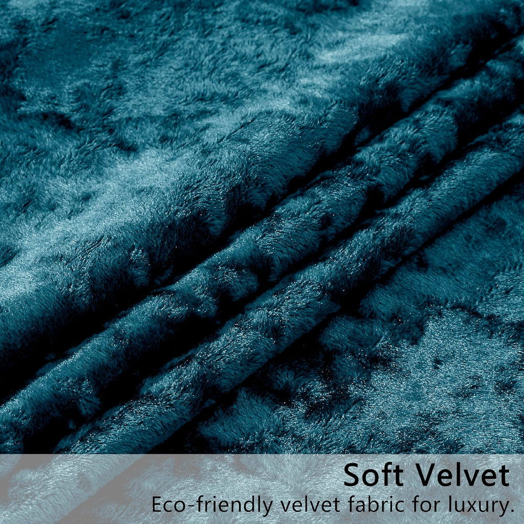 Tranquil Blue Crushed Velvet Curtains 52x84inch Rod Pocket Luxurious Thermal Insulated Soundproof Drapes Soft and
