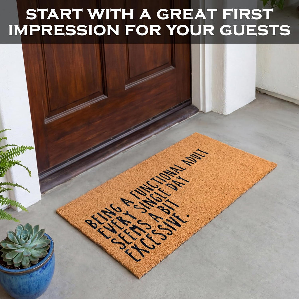 Being a Functional Adult Door Mat 30x17 Inch, Funny Welcome Mat Coir | Funny Home Decor, Conversation Starter