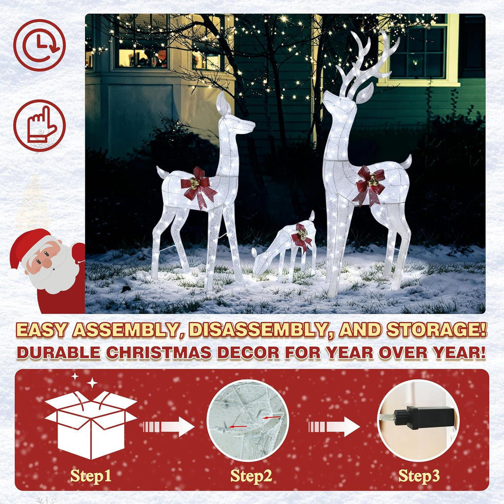 Motorized Outdoor Christmas Decoration Reindeer Family Set of 3