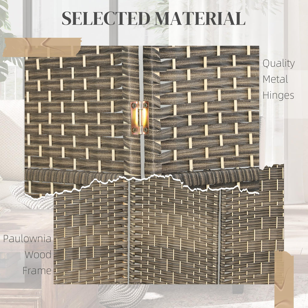 3 Panel Room Divider 6 Ft Privacy Screen Hand-Woven Dark Rustic Oak
