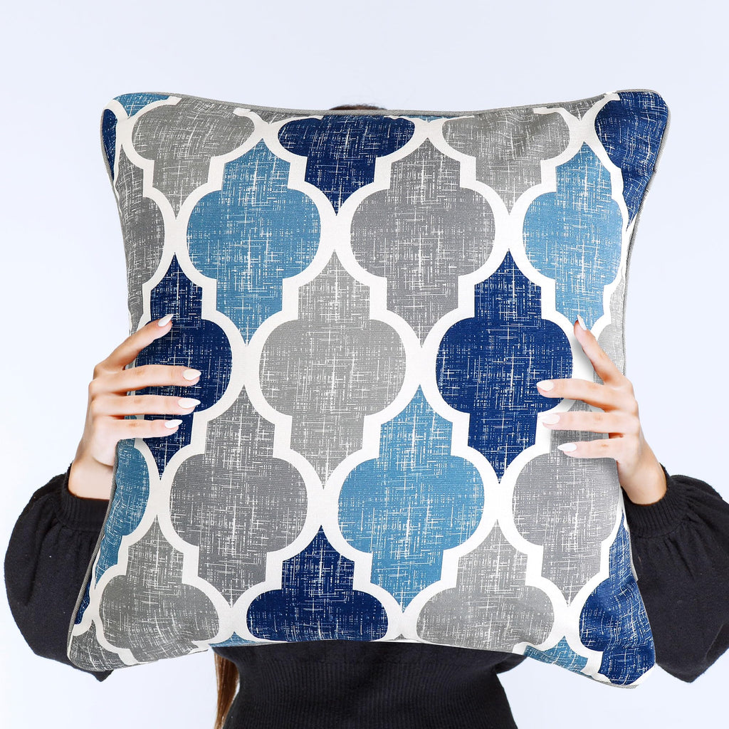 Throw Pillow Covers 20x20 for Couch Sofa Moroccan Blue Gray 2 Sets