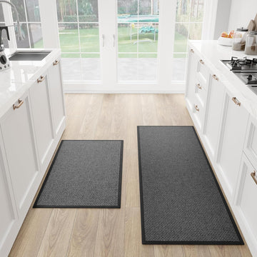 Kitchen Mat Set of 2 PCS, Cushioned Non Slip Rugs Floor, Absorbent Runner Comfort Standing Mats Washable