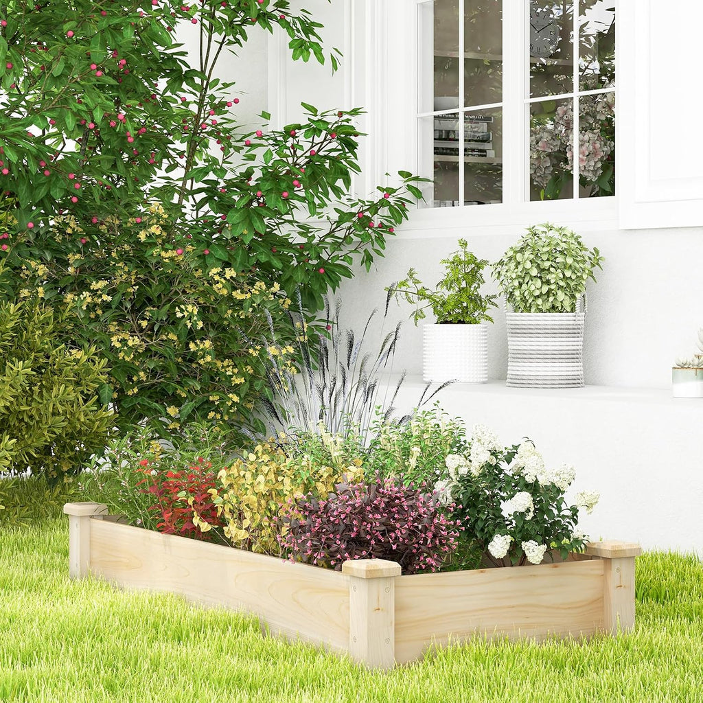 Wooden Raised Garden Bed, Rectangular Planter Box for Vegetables, Fruits, Flowers, Herbs, 48" Lx24 Wx10 H Outdoor