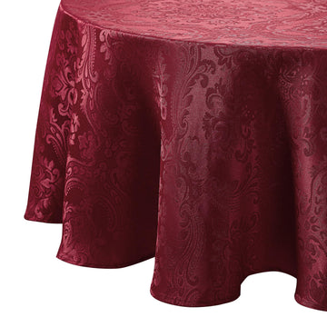 Caiden Elegance Damask Tablecloth, Cranberry - 60"W x 84"L Oval