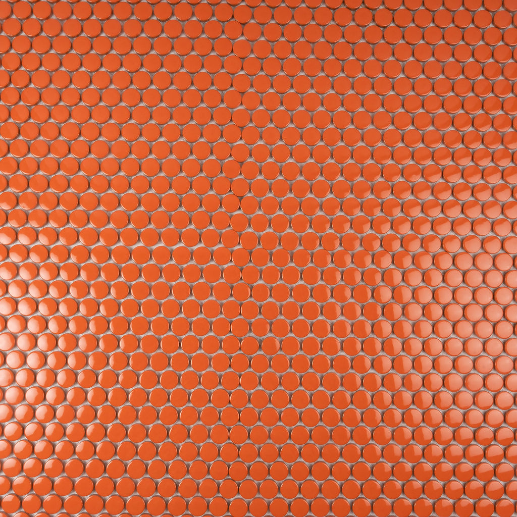 Penny Round Porcelain Tile Orange 12x12 Glossy 9.87 sq ft/case 10-Pack