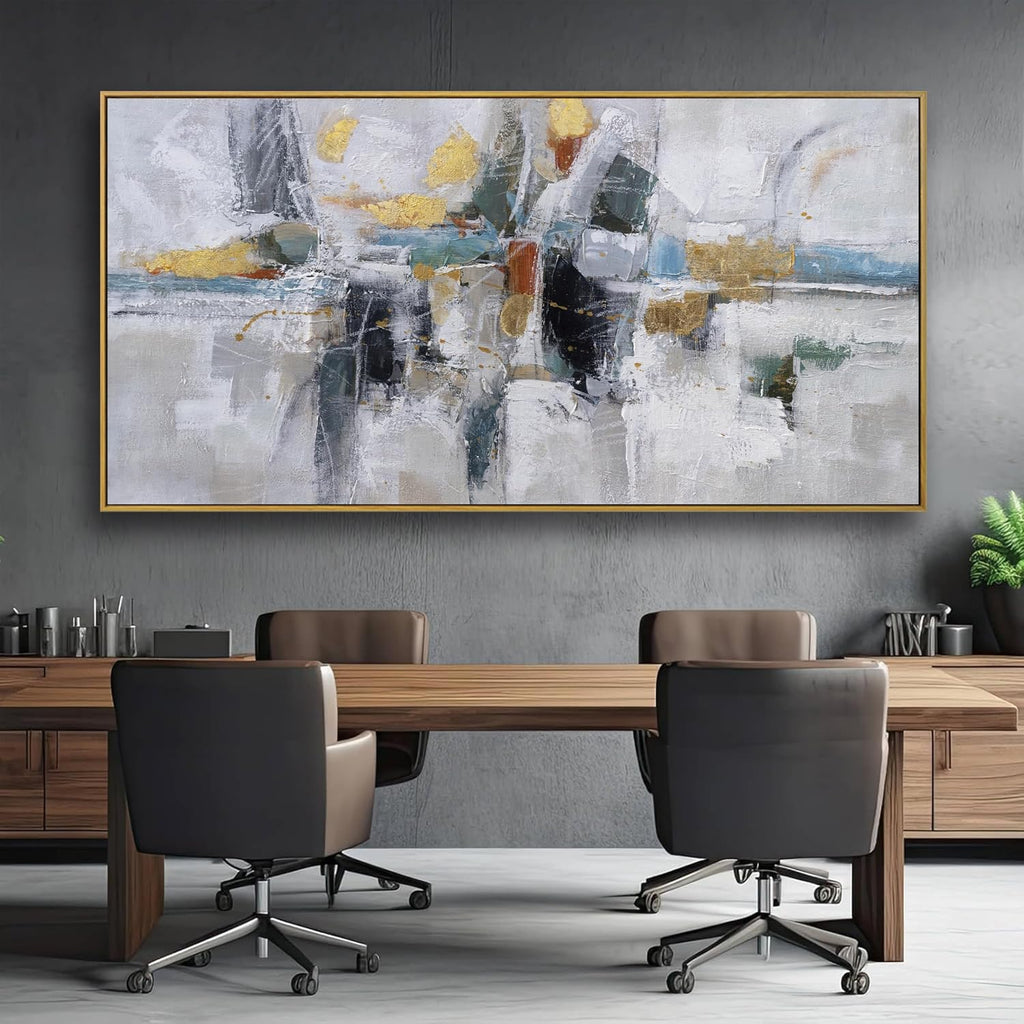 Framed Large Wall Art Decor Abstract Wall Art Decor | White Canvas Wall Art Bathroom Office Kitchen Wall