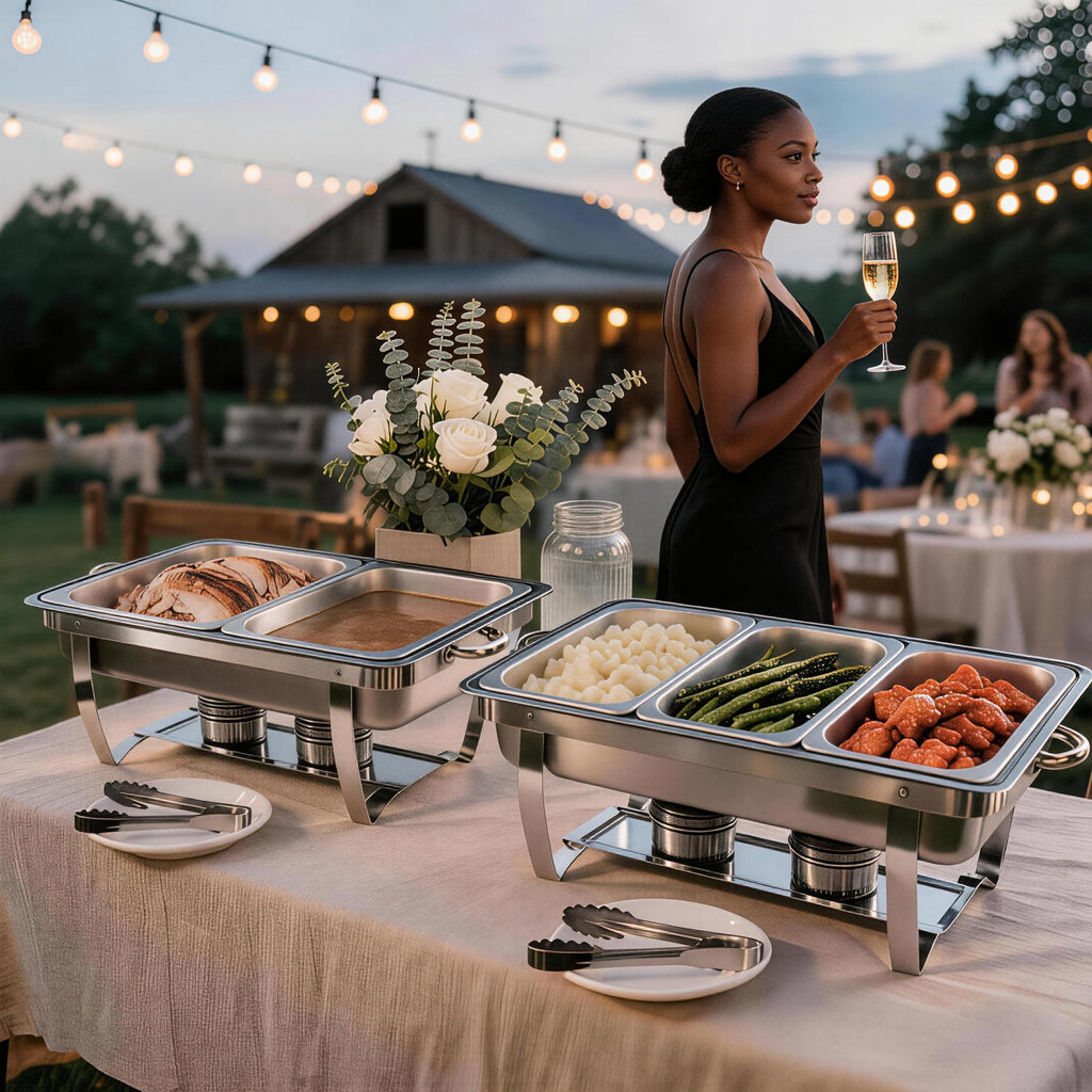 Chafing Dishes for Buffet, 11Qt, 4 Pack, Silver