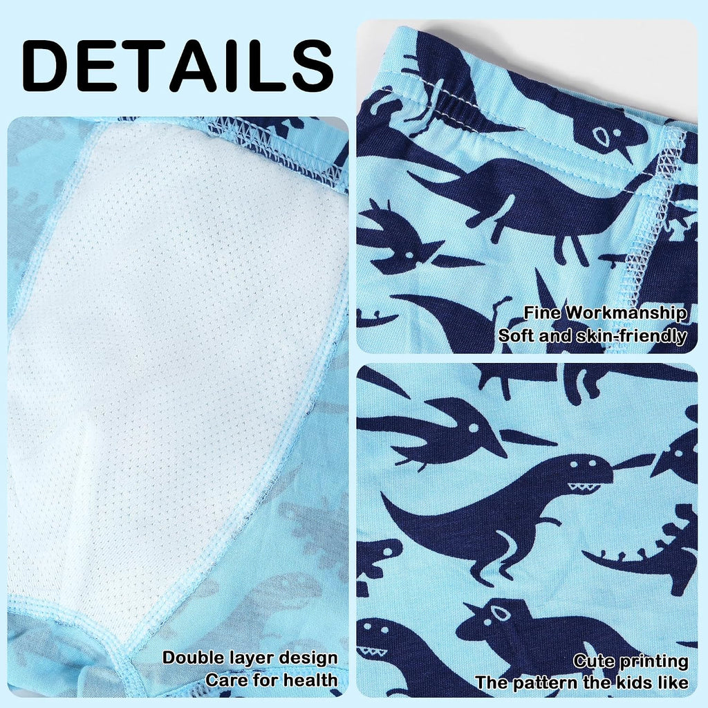 Boys Dinosaur Underwear- Pack of 5 Soft Cartoon Colorful Boxer Shorts Briefs with Fun for Kids Old