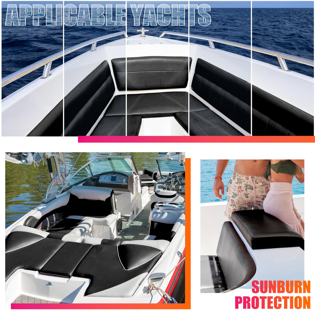 Black : 54"x36" Faux Leather for Boat Seats