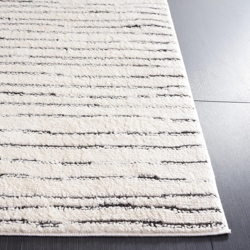 Melody Collection Area Rug, Ivory & Black, Stripe Design, Non-Shedding & Easy Care, Ideal for High