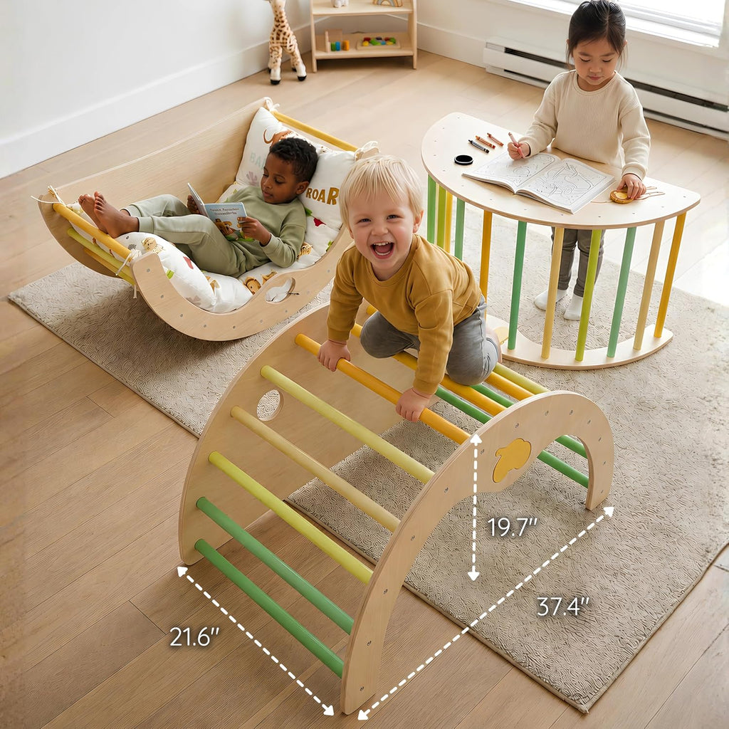 Savan'Arc Wooden Climbing Arch Cushion, in-1 Montessori Baby Toys