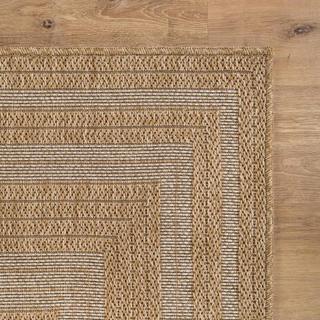 Easy Jute Framed Border Rug 8x10 Washable Durable Indoor Outdoor Area Rugs for Living Dining Room Patio Office Stain