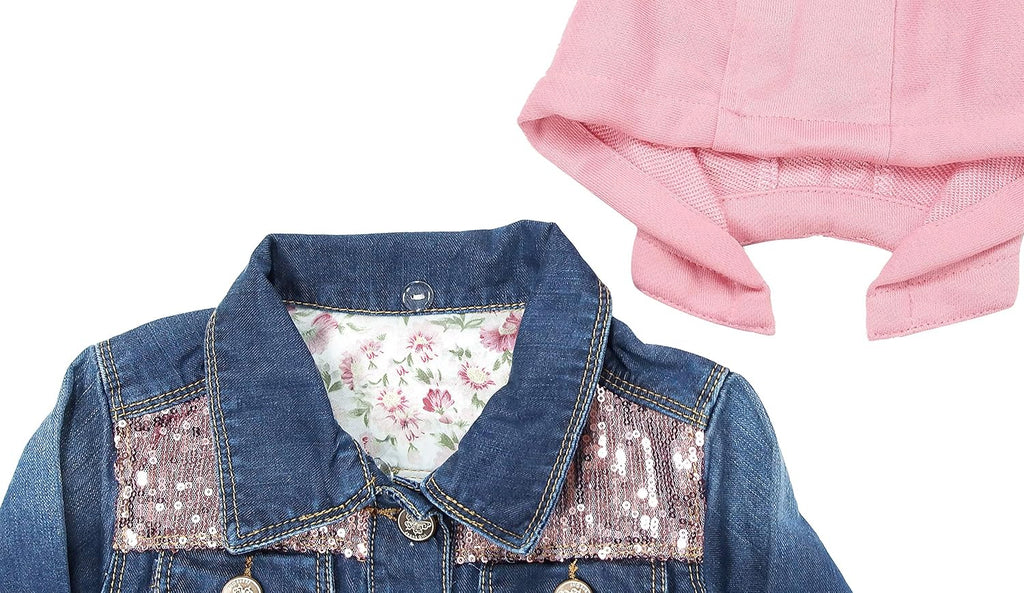 Little Girl Jean Jacket,Flower Embroidered Denim Outfits