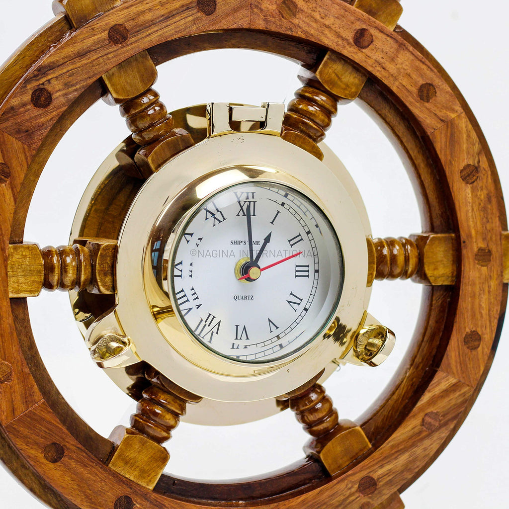 Porthole Clock Ship Wheel | Roman Numerals (12 Inches)