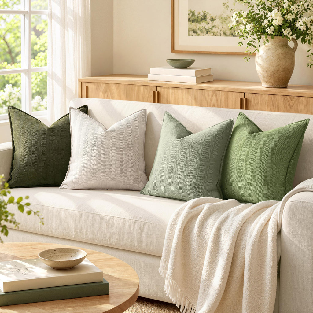 Pack of 2 Sage Decorative Chenille Pillow Covers 18x18 Inch