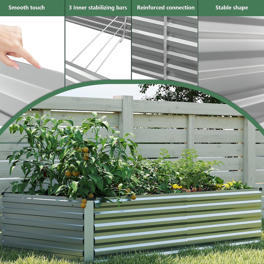 8x4x2ft Raised Garden Bed Outdoor, Galvanized Steel Garden Beds | Raised Garden Beds for Gardening, Planters for