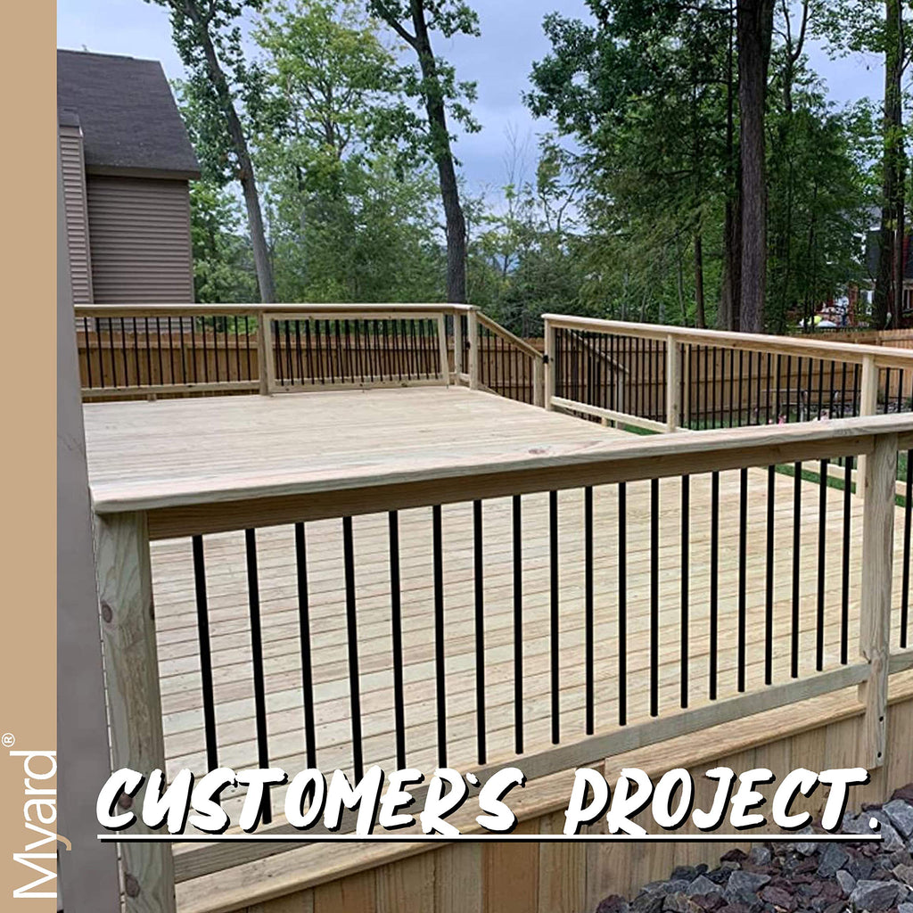 36'' Classic Hollow Round Iron Heavy-Duty Deck Balusters, Matte Black