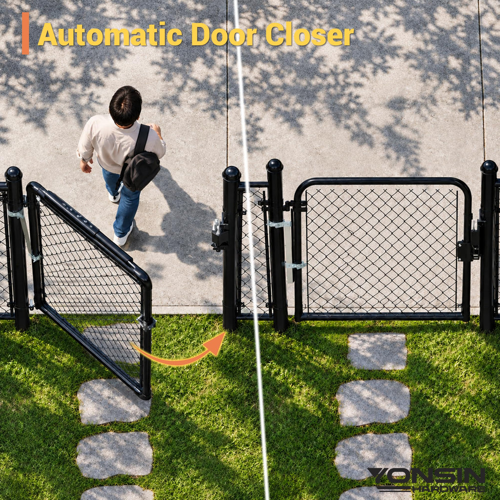 Self‐Closing Gate Closer Heavy‐Duty Spring Hinge for Chain‐Link Round Tube
