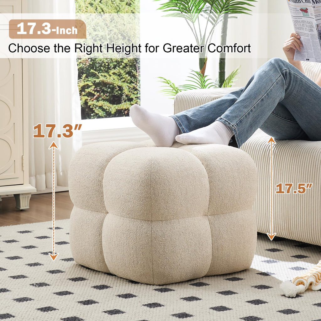 Square Pouf Ottoman Footstool, Modern Vanity Chair