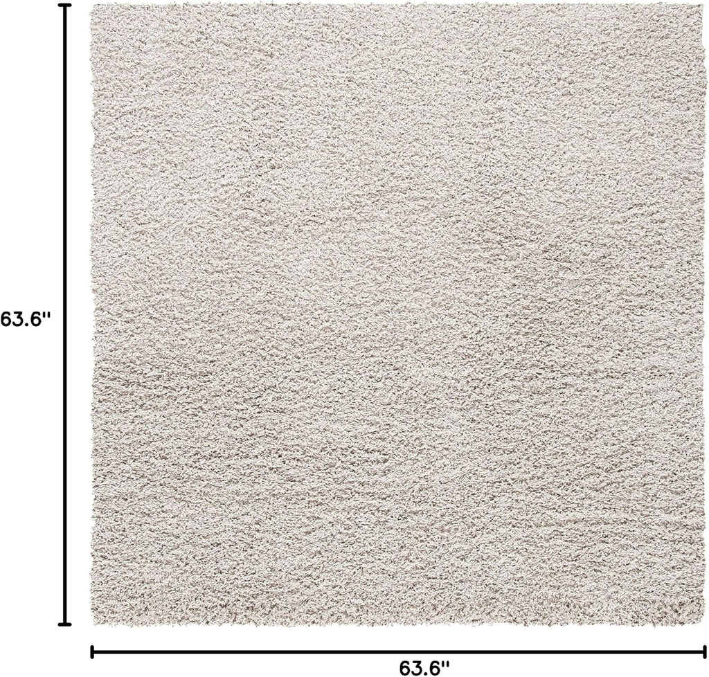 Venus Shag Collection Area Rug - 5'3" Square, Taupe, Solid Design, Non-Shedding & Easy Care, 1.8-inch Thick Ideal for
