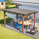 13' x 10' Wooden Garden Gazebo with Metal Roof, Spacious Outdoor Patio Pergola Shade Structure for Backyard, Deck