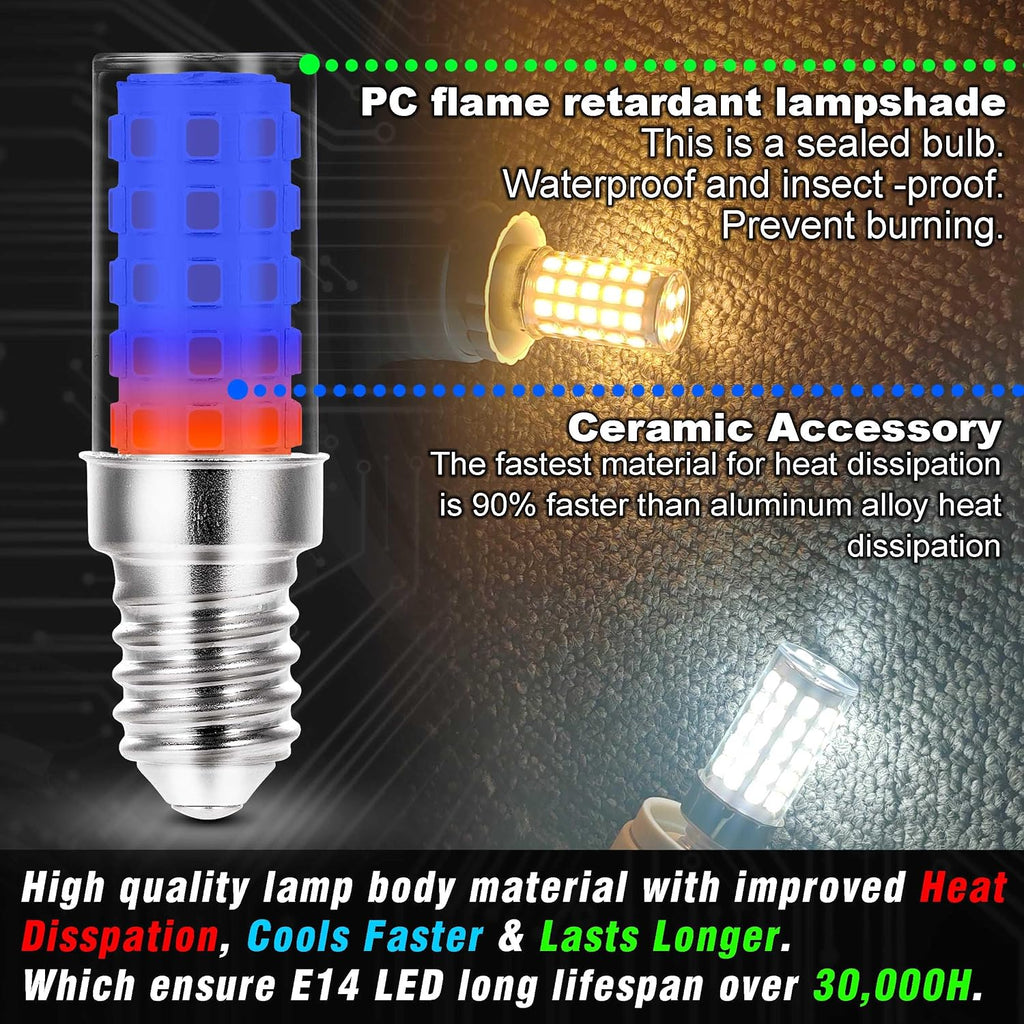 E14 LED Bulb AC100V-265V Warm White 2700K 4W T6 C7 European Base, 3 Pack