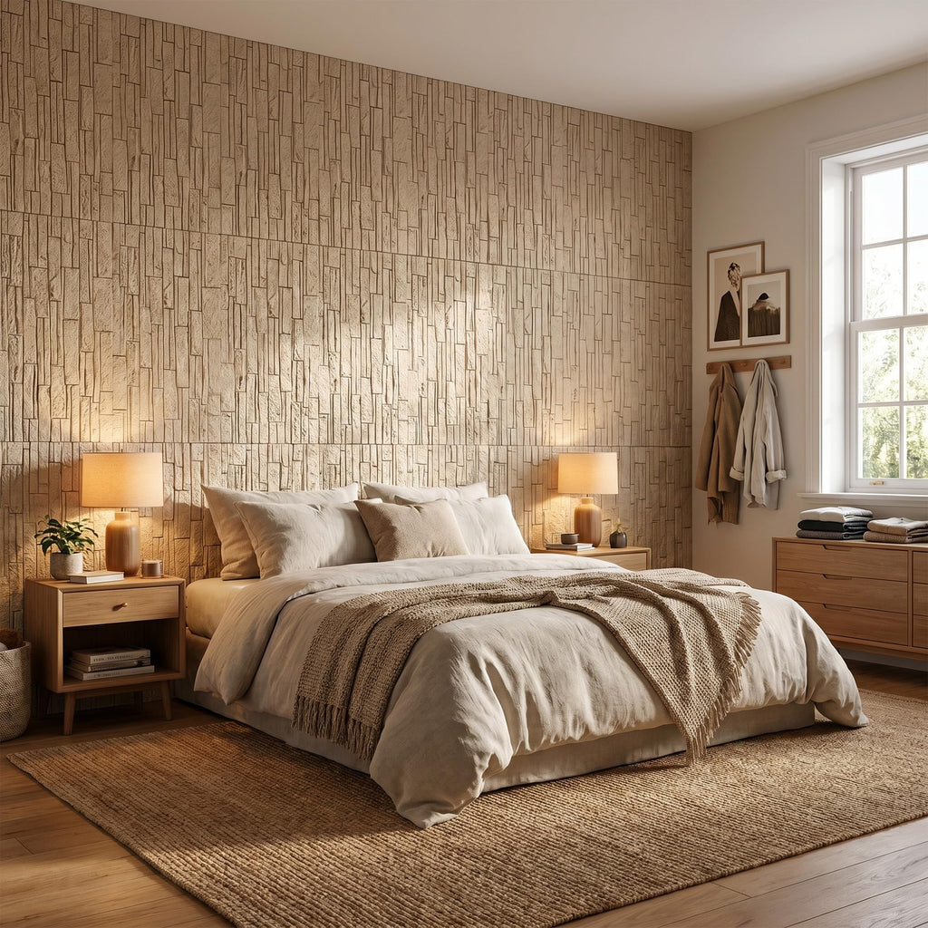 3D Stacked Ledger Stone PU Wall Panels, 23.6"x47.2" Cream Beige