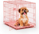 24-Inch Pink Fashion iCrate for Small Breeds, 12-20 lbs, Single Door Folding Dog Crate with Divider Panel