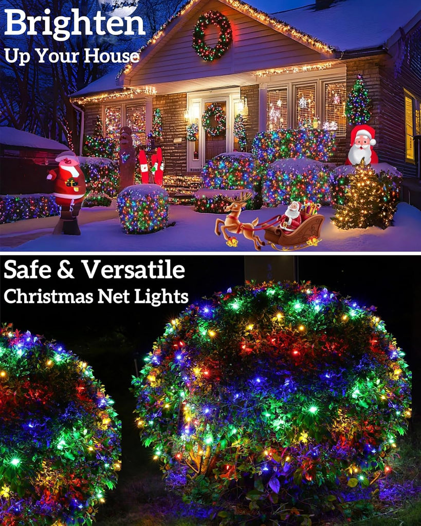 Led Christmas Net Lights for Bushes, 132LED 6FT x 6FT Connectable UL Certified Net Lights for Bushes Tree Shrubs Xmas