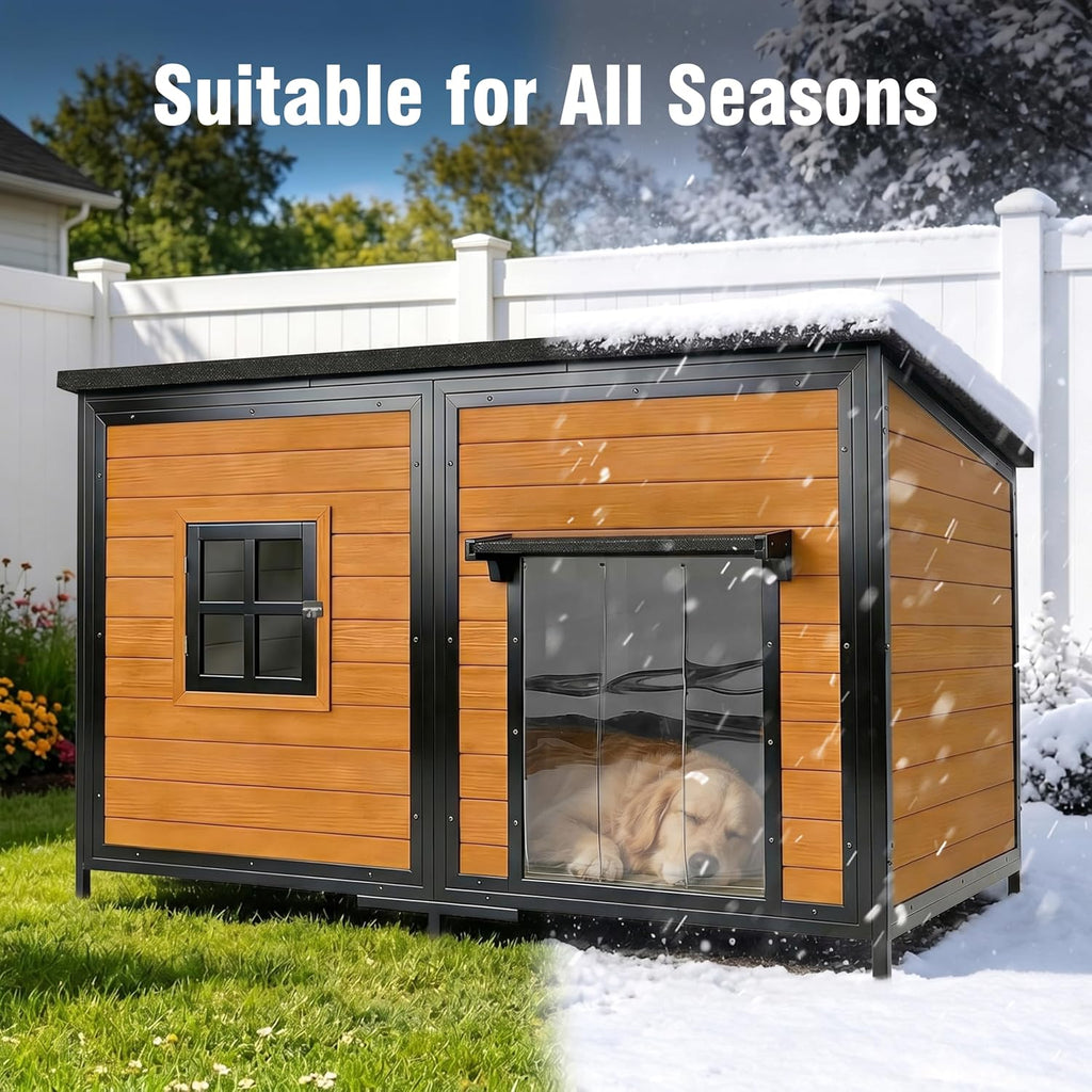 59" Extra Large Outdoor Dog House, Brown