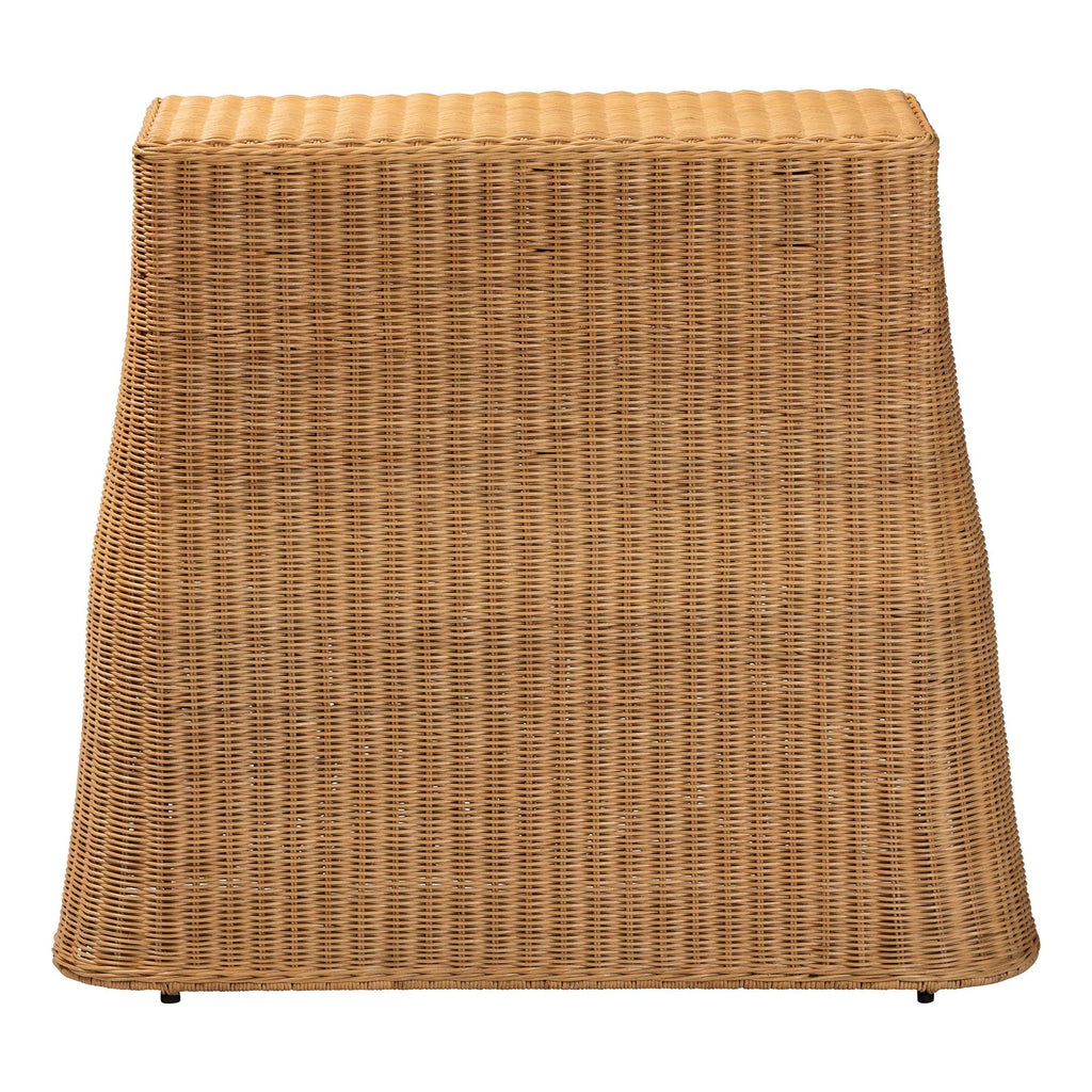 Palm Scallop Natural Rattan Console Table - Handwoven Wicker Accent Table, Coastal & Boho Décor, 36-inch Wide