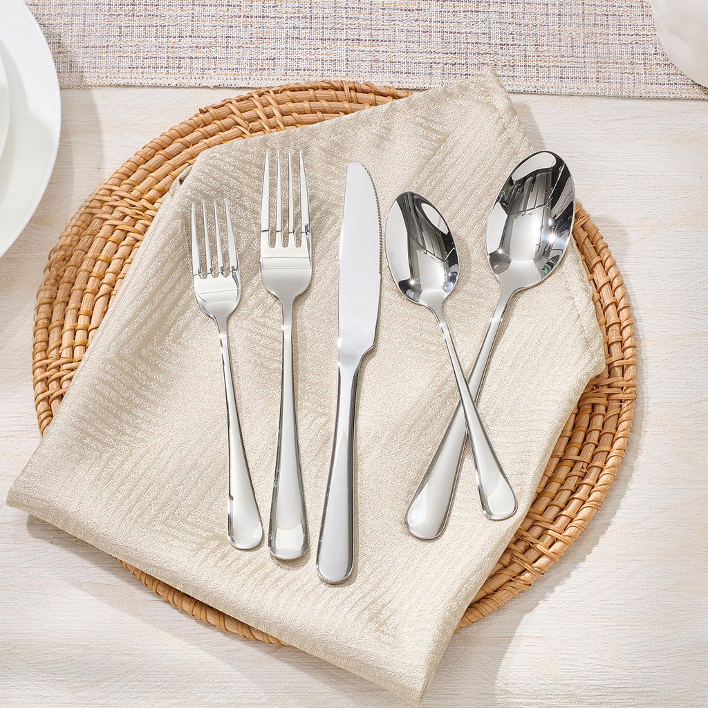 60PCS Silverware Set Service for 12, Premium Stainless Steel Flatware Set Mirror Polished, Modern Kitchen Cutlery Set