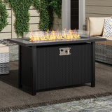 45″ Outdoor Propane Fire Pit Table – 50000 BTU Rectangular Patio Fire Table with Glass Wind Guard, Cover & Fire Glass – Modern Gray Steel Outdoor - Image 7