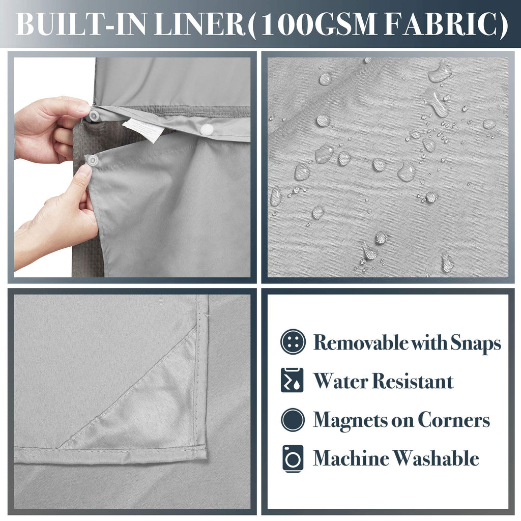 Stall Waffle Weave Shower Curtain with Snap-in Liner Gray 36x72