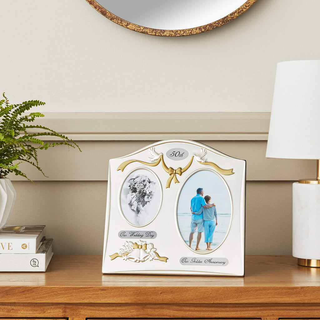 Satin Silver & Brass Plated 2 Opening Picture Frame