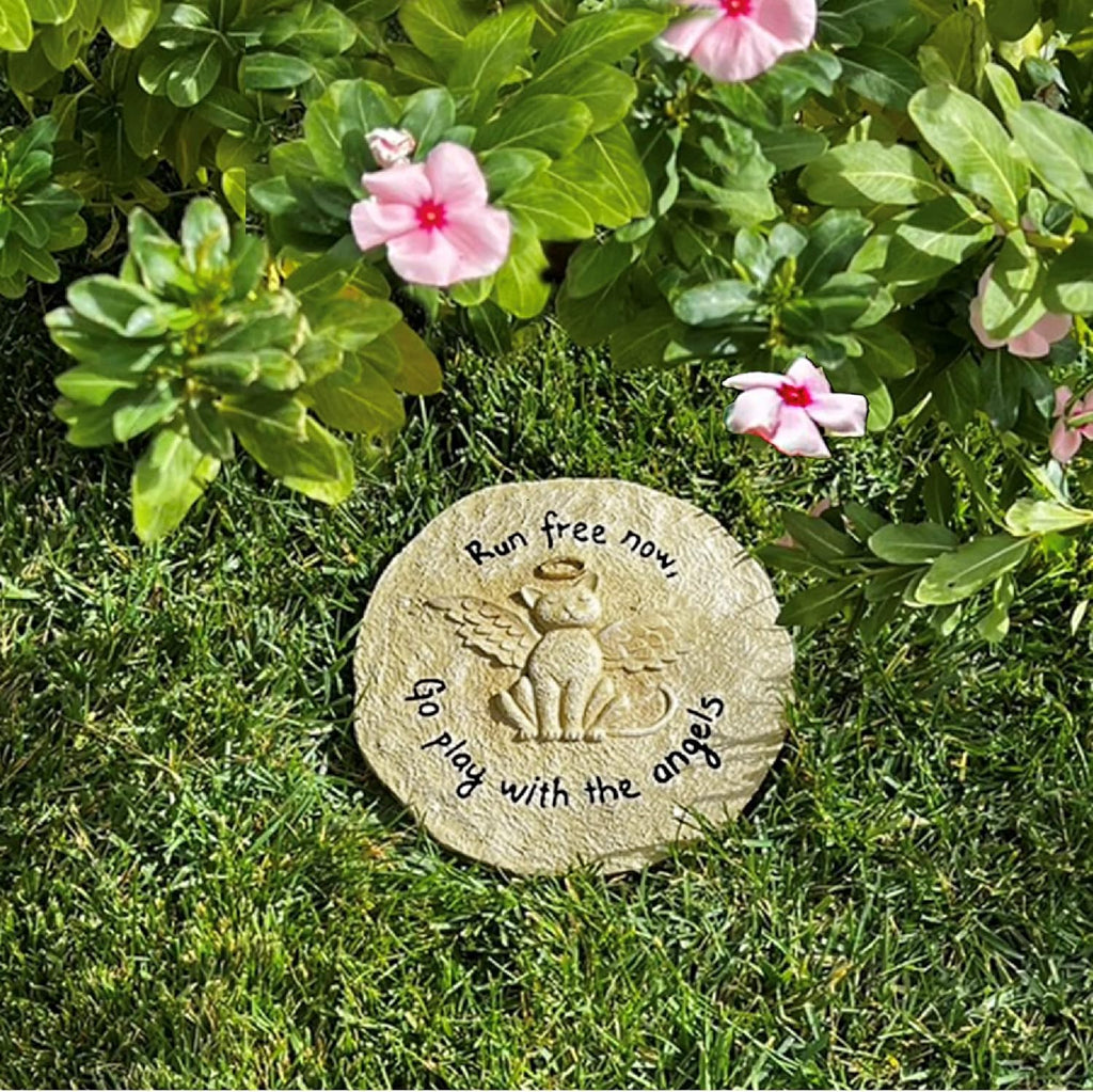 Pet Memorial Stone - Cat or Dog Grave Marker - Durable Waterproof Garden Memorial Stone for Indoor and Outdoor Use