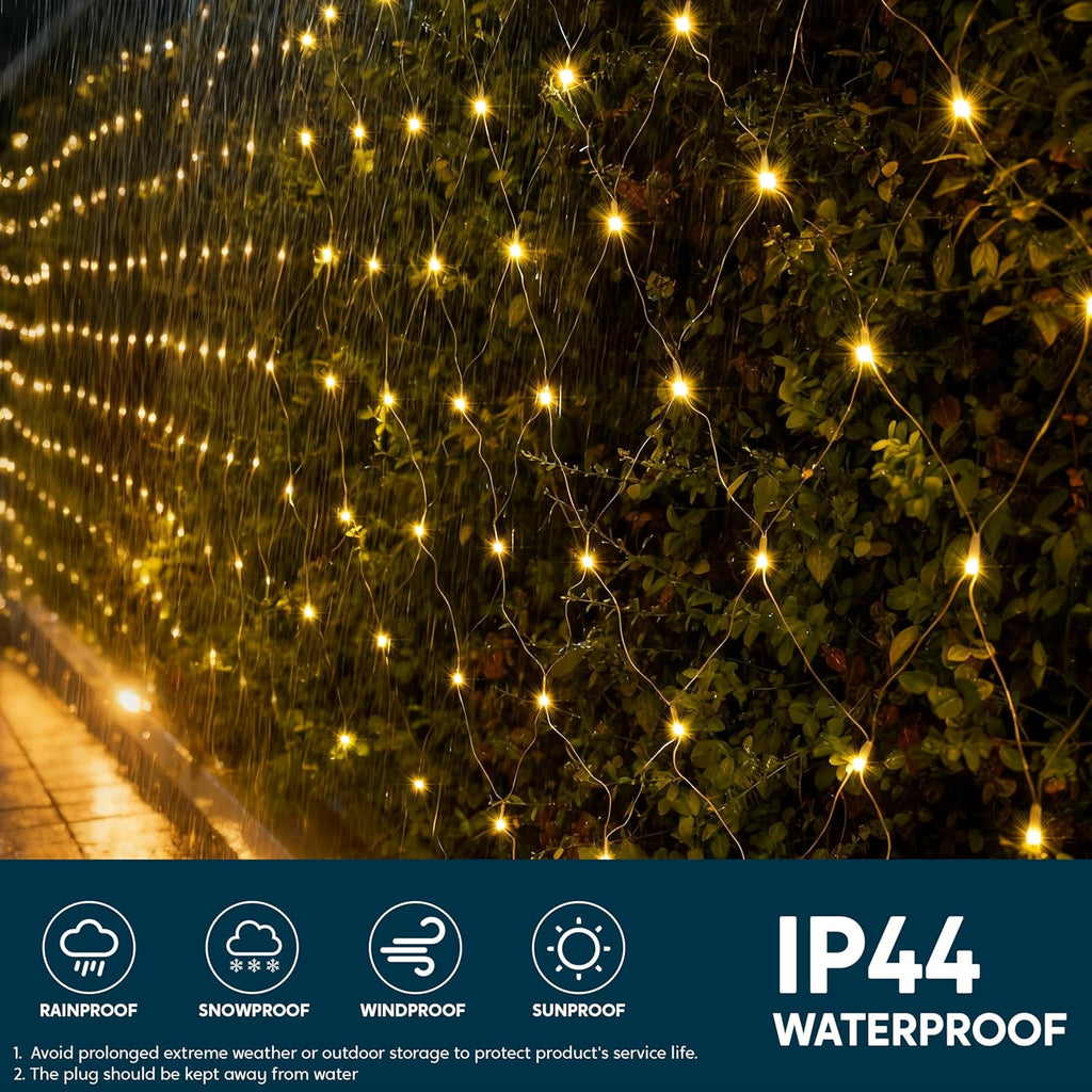 200 LED Christmas Net Lights, 6.5X 10FT Christmas Mesh Lights with 8 Modes, Connectable, Waterproof for Bushes Trees