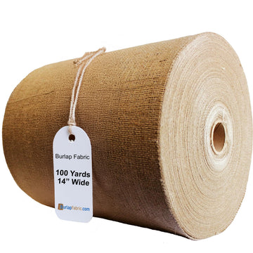 Burlap Jute Fabric by The Yard Natural Burlap Roll, 14 Inch Wide x 100 Yards, 10 Ounce - Eco-Friendly Material for